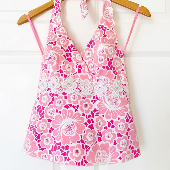 Lilly Pulitzer Halter Top Pink Print Size 4 - Picture 1 of 5